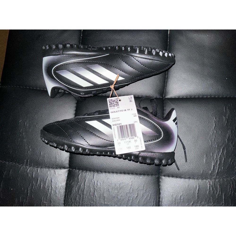 Adidas Goletto IX TF J Kids Soccer Cleats Black White IH0101 Size 12K